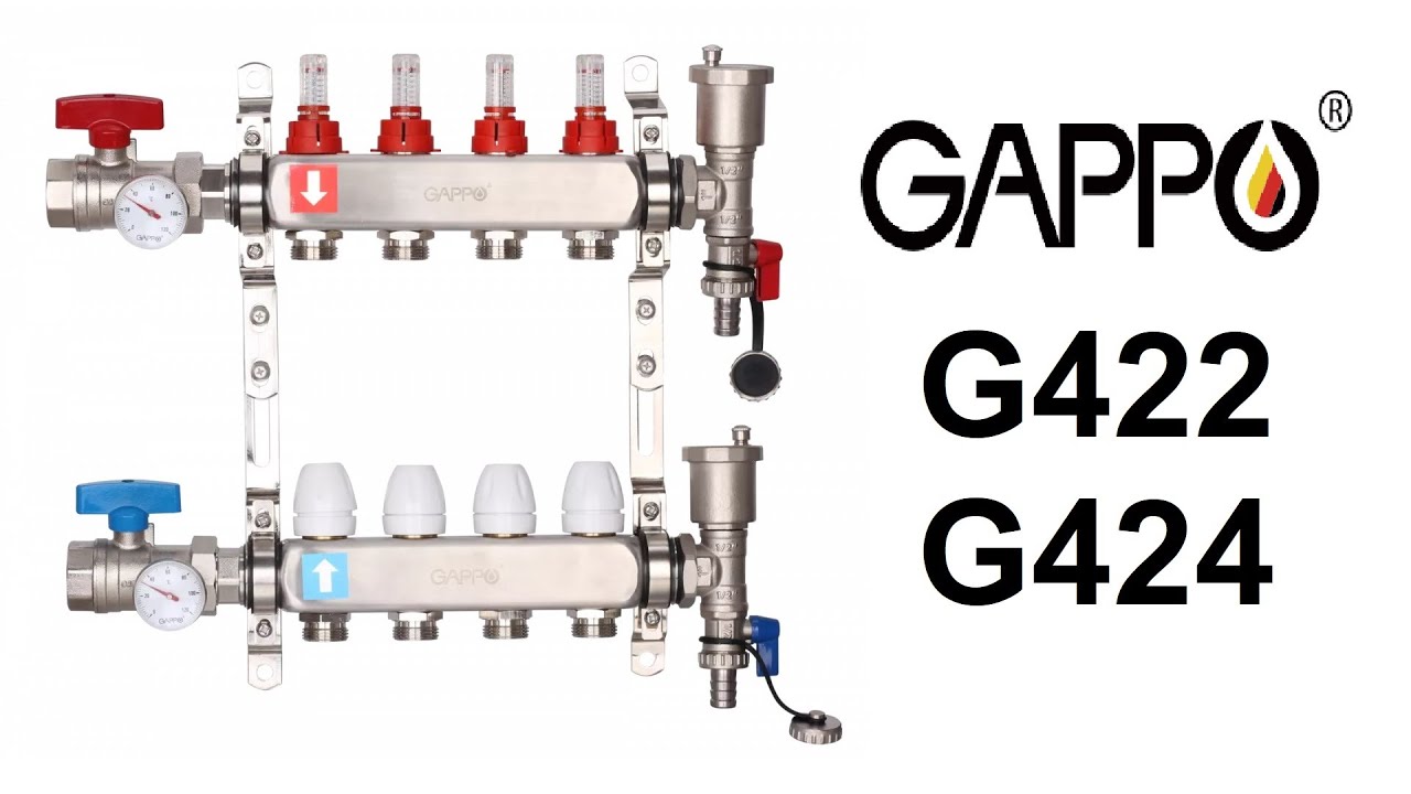 Коллектор нерж. с расходомерами 1" х 6 вых. GAPPO G422.6